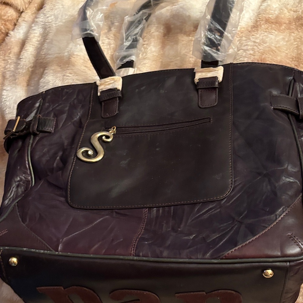Vintage NAN  Crinkled Stylish Black and Brown women’s tote Bag